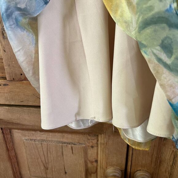 Badgley Mischka 2‎ Silk Watercolor Strapless Dress Flowy Knee Length Cocktail - Picture 13 of 13